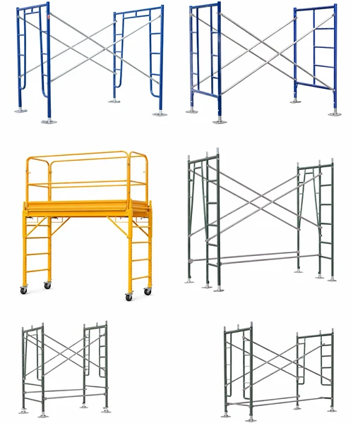 Different types of frame scaffolding structures and setups
