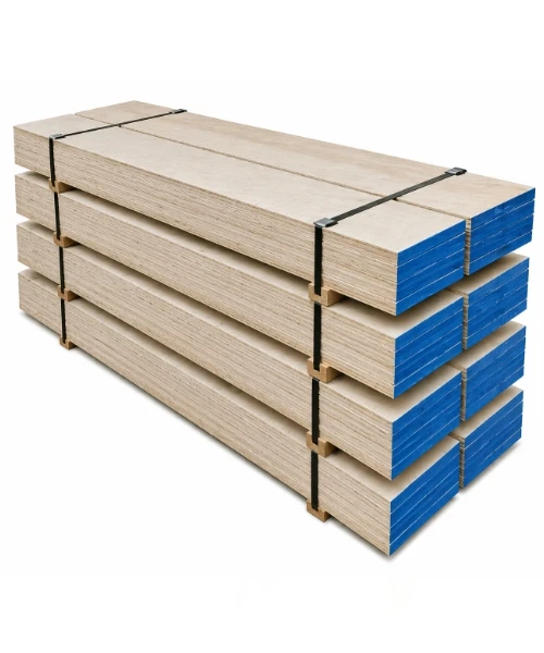 Bundled wooden planks for scaffolding and construction use